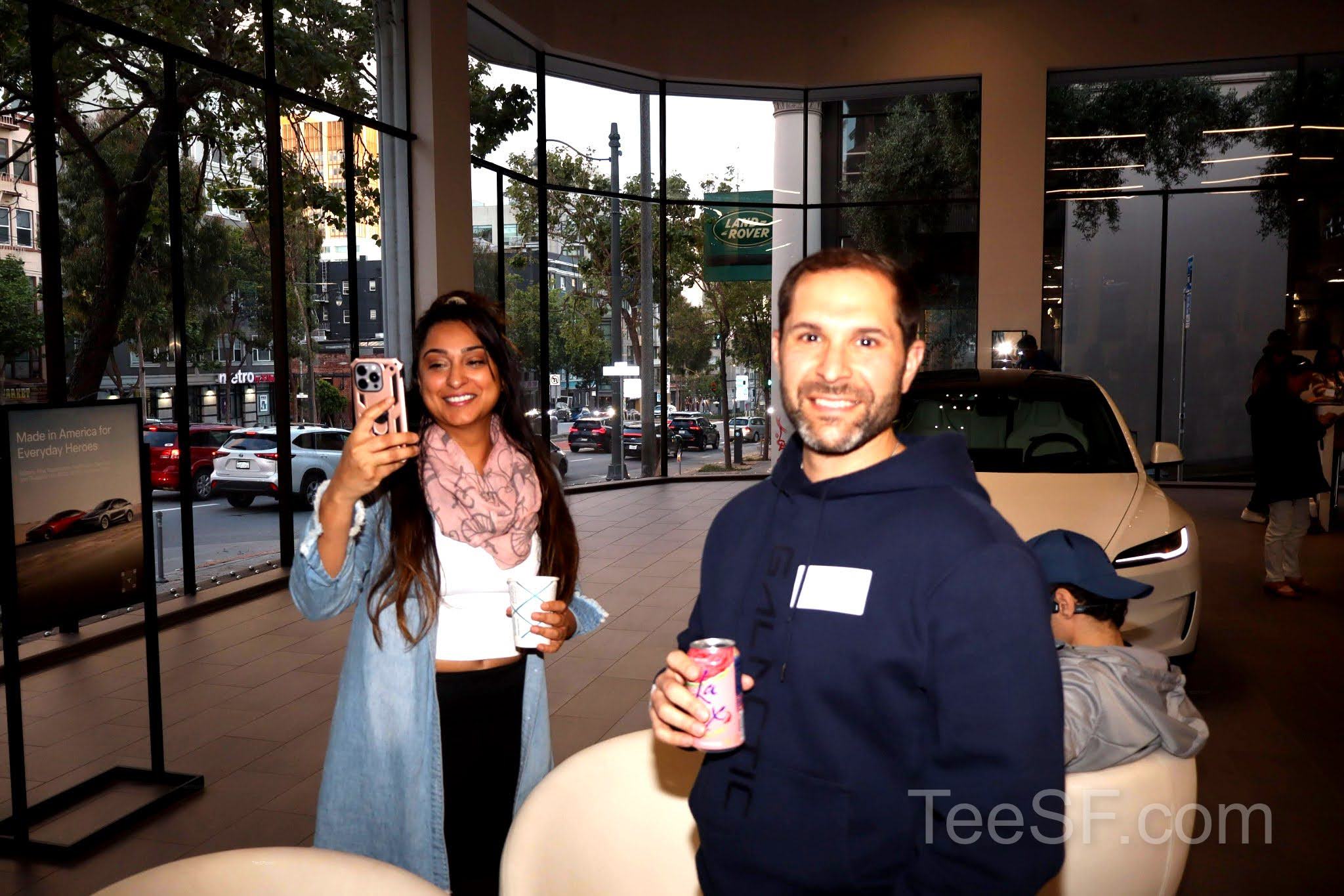 A photo from a pitch night event at Tesla in San Francisco.